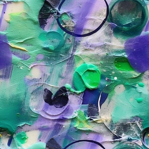 A close up of a painting with green and blue paint generative ai