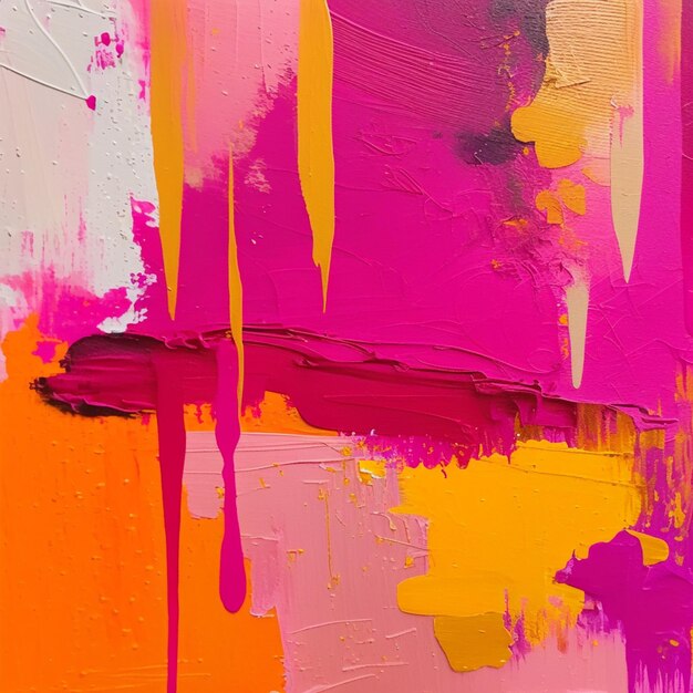 A close up of a painting with a pink and yellow stripe generative ai