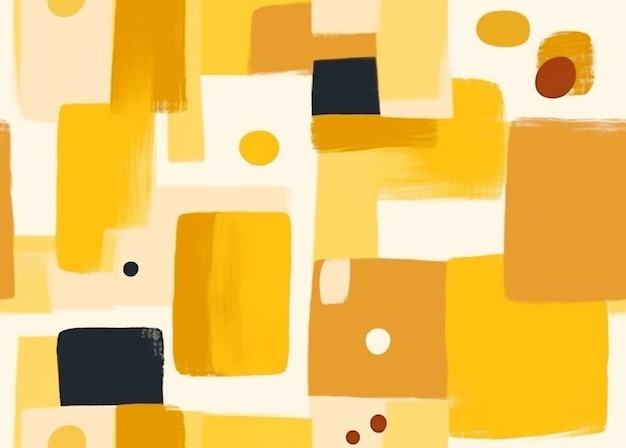 a close up of a painting of yellow and black squares generative ai