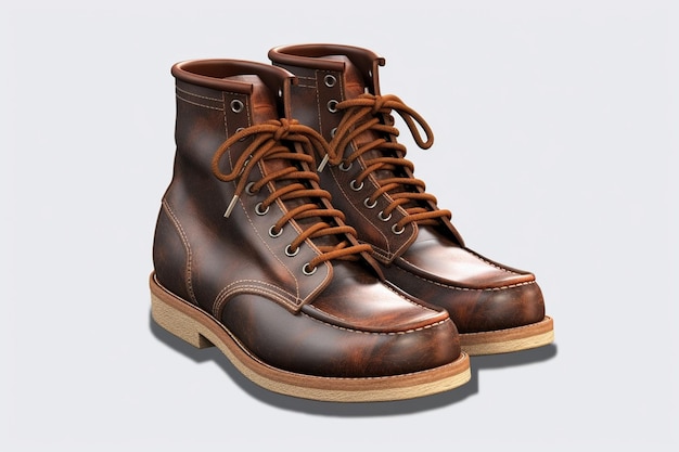 a close up of a pair of brown boots with laces generative ai