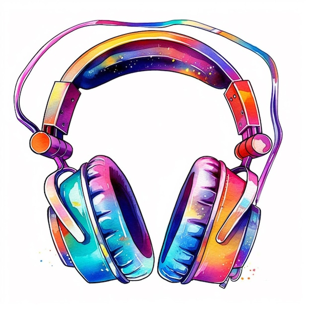 A close up of a pair of headphones with a colorful design generative ai