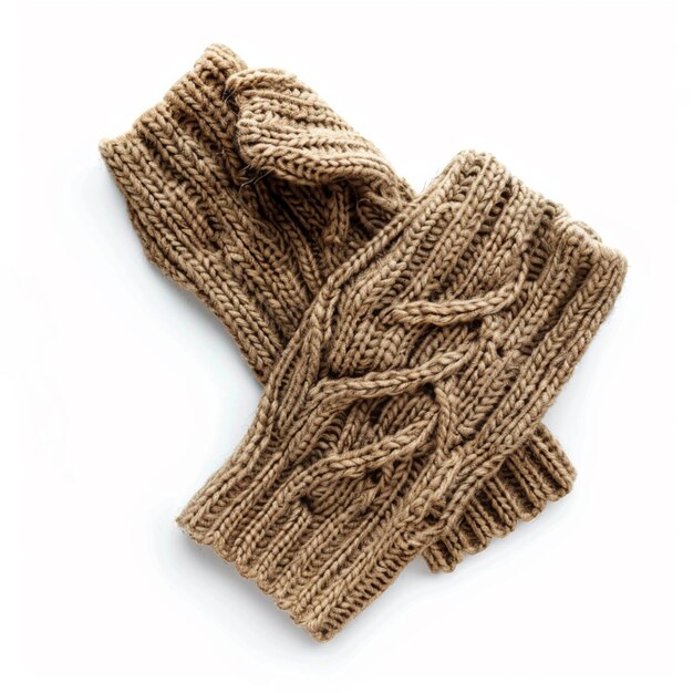 a close up of a pair of knitted gloves on a white surface generative ai