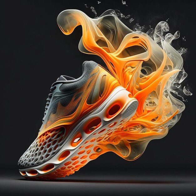 Photo a close up of a pair of shoes with flames on them generative ai