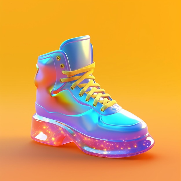 A close up of a pair of skate shoes with lights on them generative ai