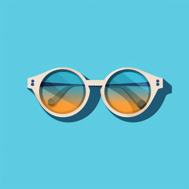 Photo a close up of a pair of sunglasses on a blue background generative ai