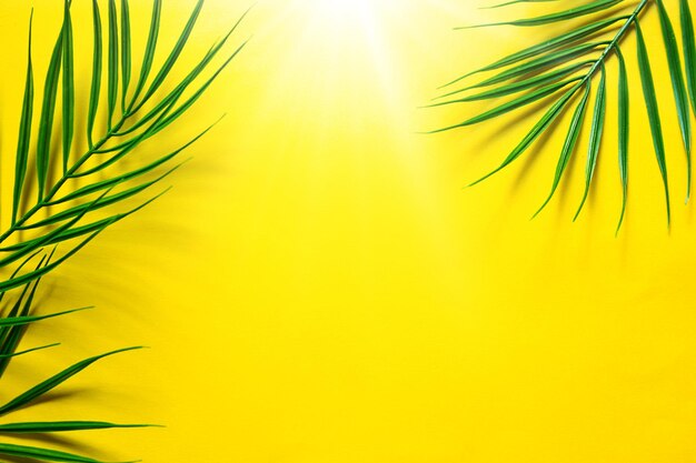 Close-up of palm tree against yellow background