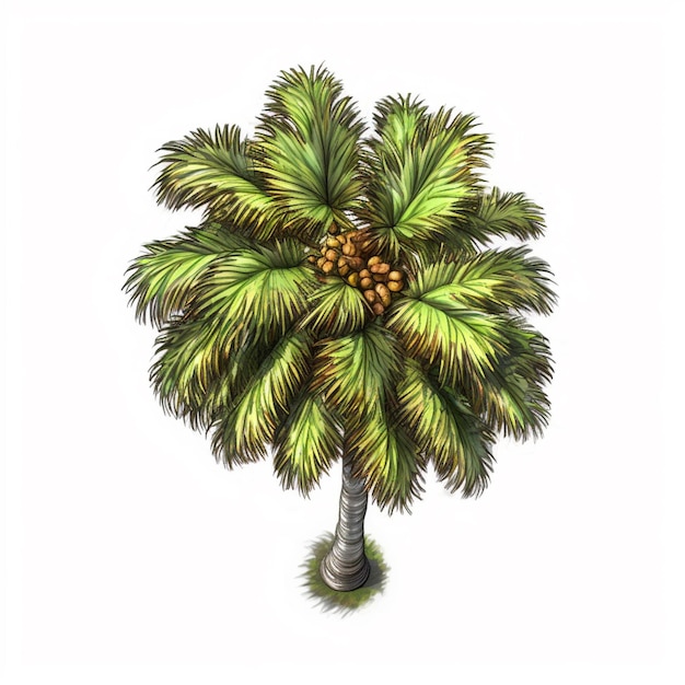 A close up of a palm tree with a bunch of fruit on it generative ai