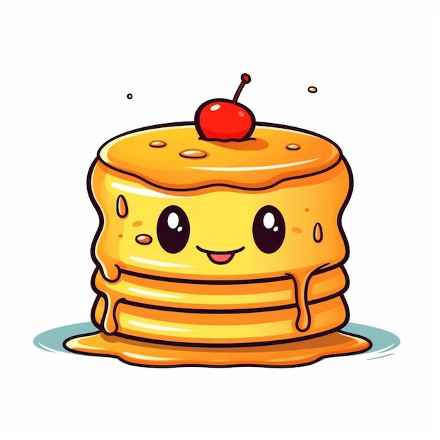 a close up of a pancake with syrup and a cherry on top generative ai