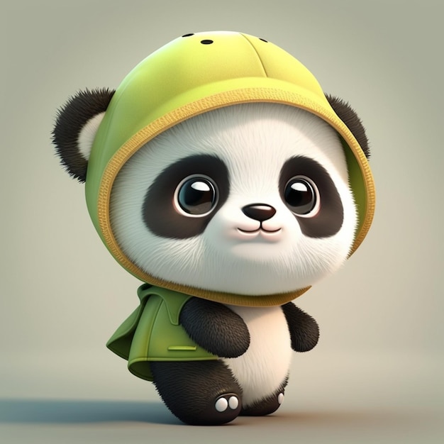 A close up of a panda bear wearing a green hoodie generative ai