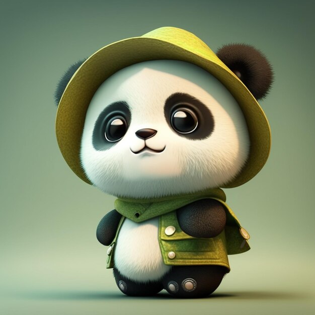 A close up of a panda bear wearing a hat and jacket generative ai