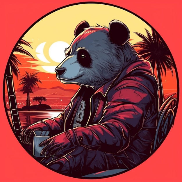 a close up of a panda bear wearing a jacket and sitting in a car generative ai