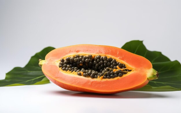 A close up papaya isolated on a white background organic natural exotic fruits ai generated