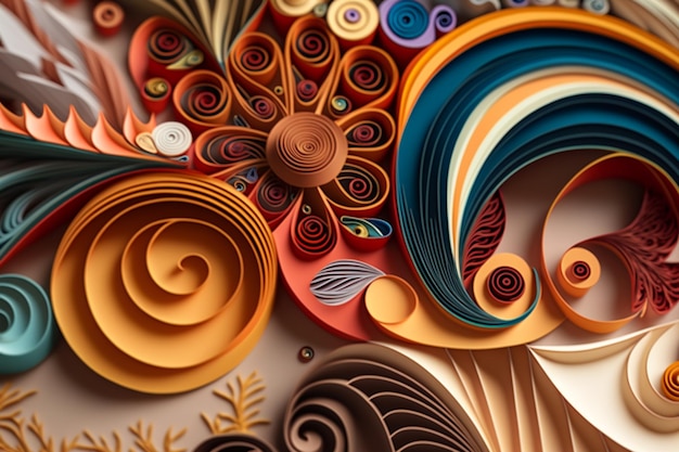 A close up of a paper art with many different colors generative ai