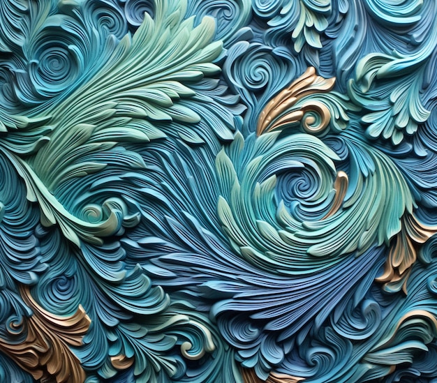 A close up of a paper art with a swirl and leaves generative ai