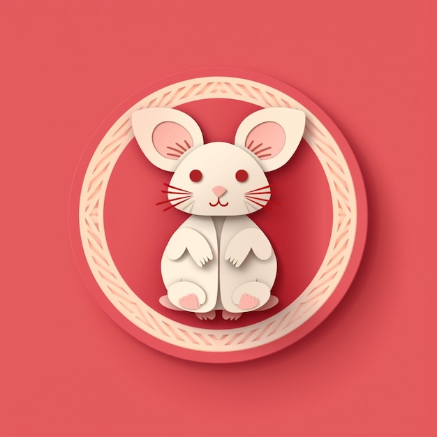 Photo a close up of a paper cut mouse in a circle generative ai