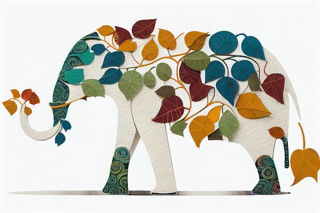 Close up of paper cutout painted elephant generative ai