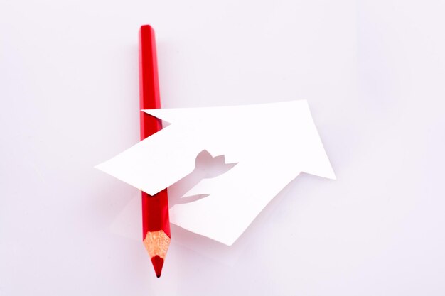 Photo close-up of paper flag against white background