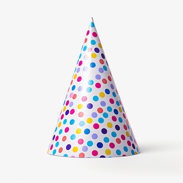 A close up of a party hat with a polka dot pattern generative ai