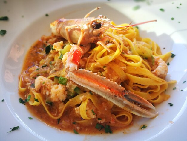 Close-up of pasta in plate