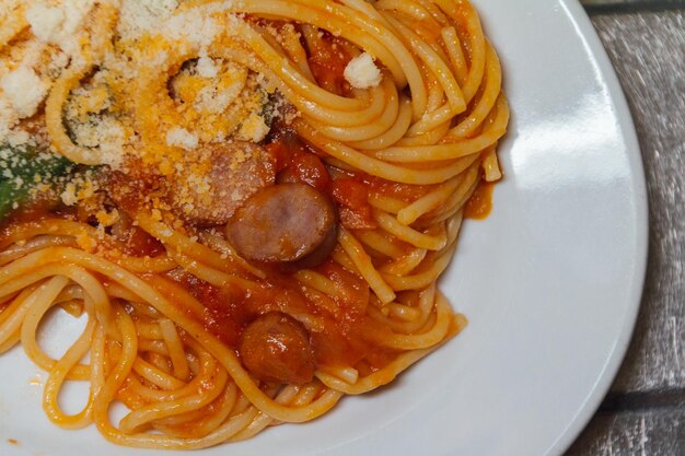 Foto prossimo piano della pasta nel piatto