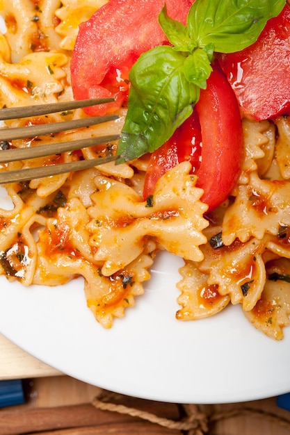 Close-up of pasta served in plate