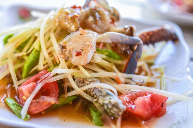 Close-up of pasta served in plate