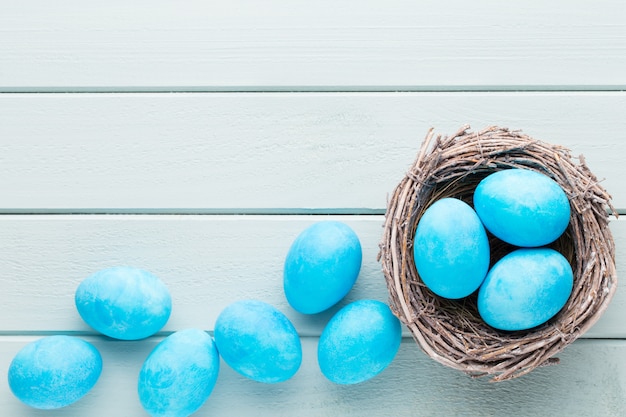 Close-up of pastel Easter eggs