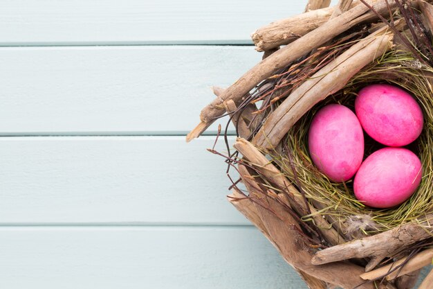 Close-up of pastel Easter eggs