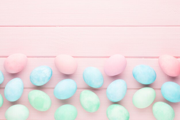 Close-up of pastel Easter eggs