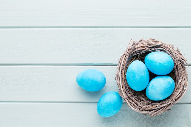 Close-up of pastel Easter eggs