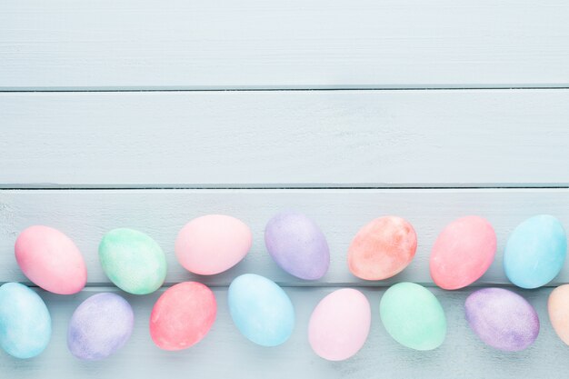 Close-up of pastel Easter eggs