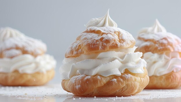 a close up of a pastry with a white frosted top