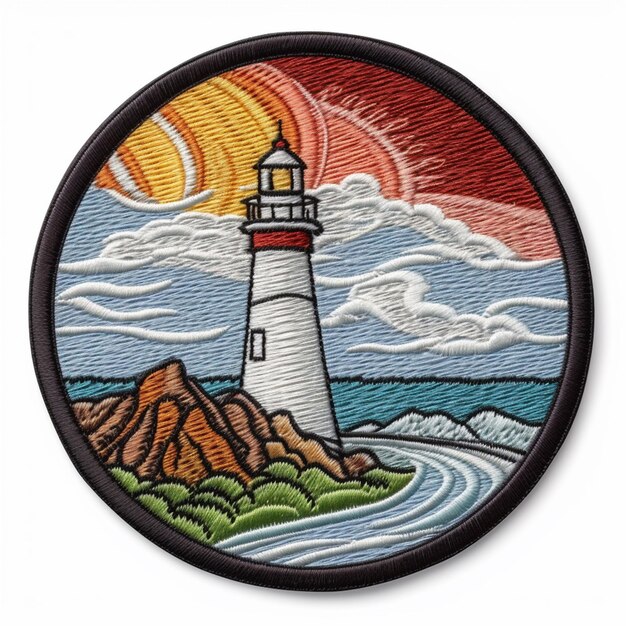 Photo a close up of a patch with a lighthouse on it generative ai