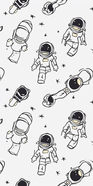 A close up of a pattern of astronauts and stars generative ai