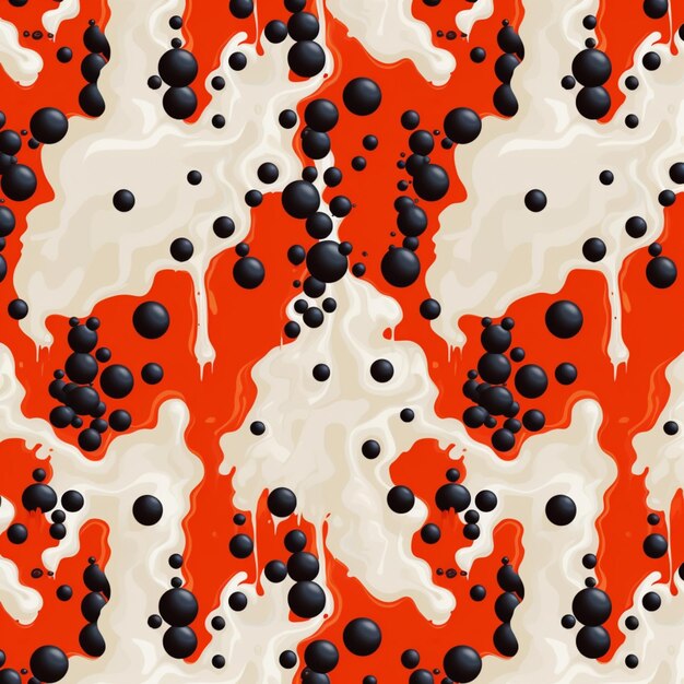 A close up of a pattern of black and white bubbles on an orange background generative ai