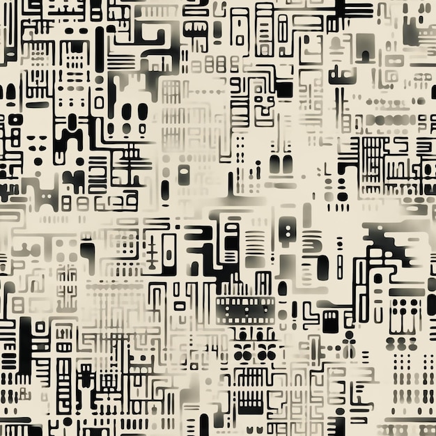 A close up of a pattern of black and white shapes generative ai