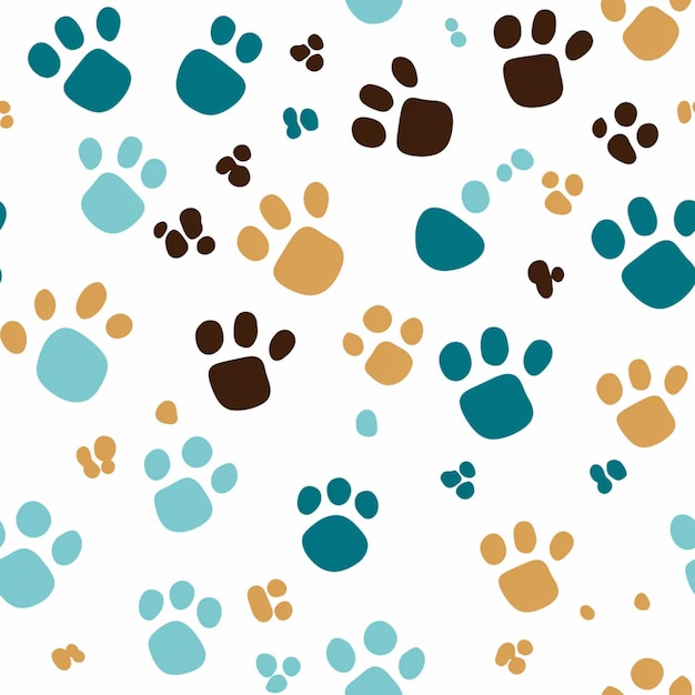 Photo a close up of a pattern of blue and brown paw prints generative ai