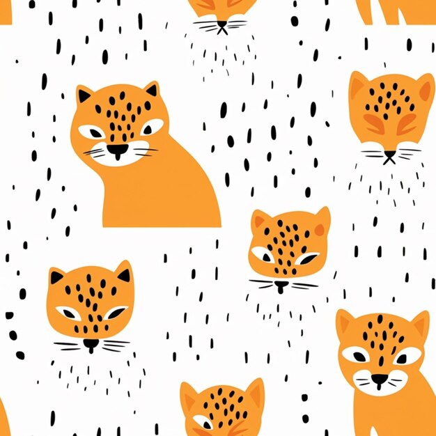 A close up of a pattern of cats on a white background generative ai