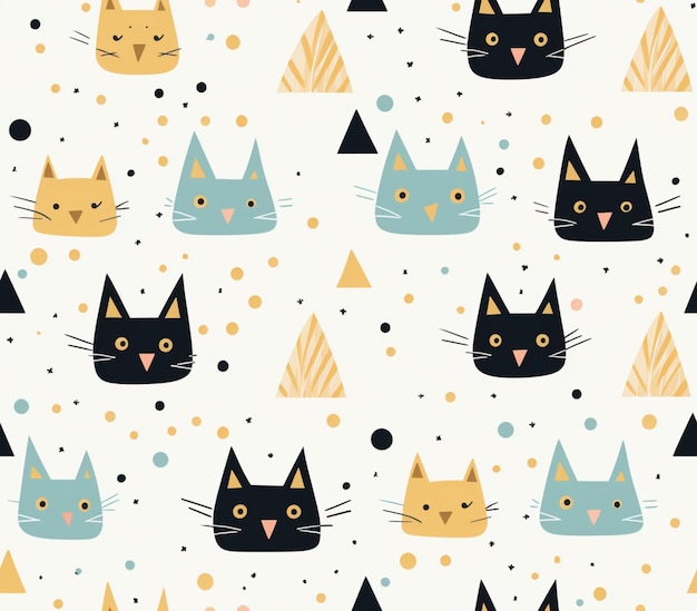 a close up of a pattern of cats with different colors generative ai