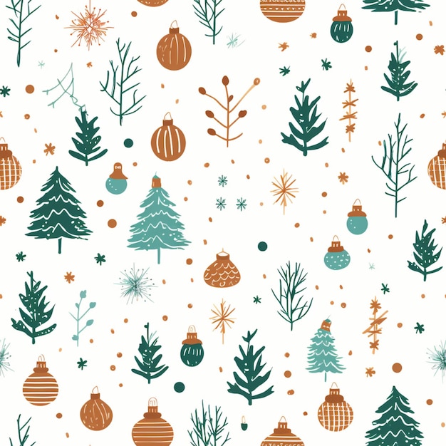 A close up of a pattern of christmas trees and ornaments generative ai