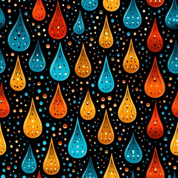 Photo a close up of a pattern of colorful drops of water generative ai