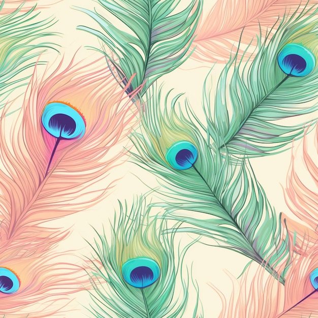 a close up of a pattern of colorful feathers on a white background generative ai