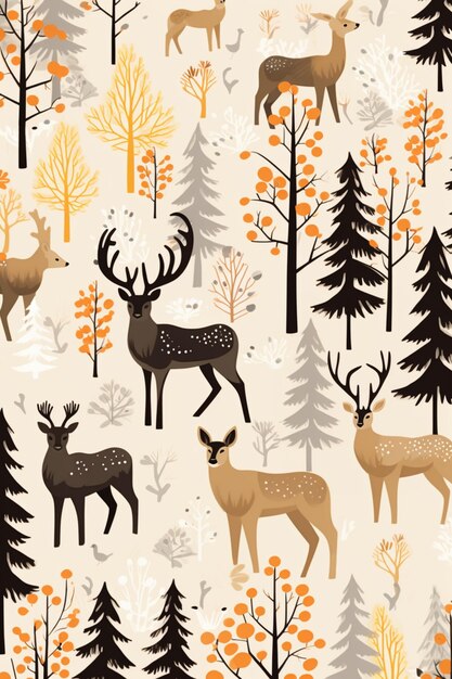 a close up of a pattern of deer in a forest generative ai