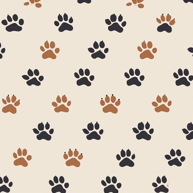 a close up of a pattern of dog paw prints on a white background generative ai