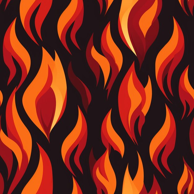 Photo a close up of a pattern of flames on a black background generative ai