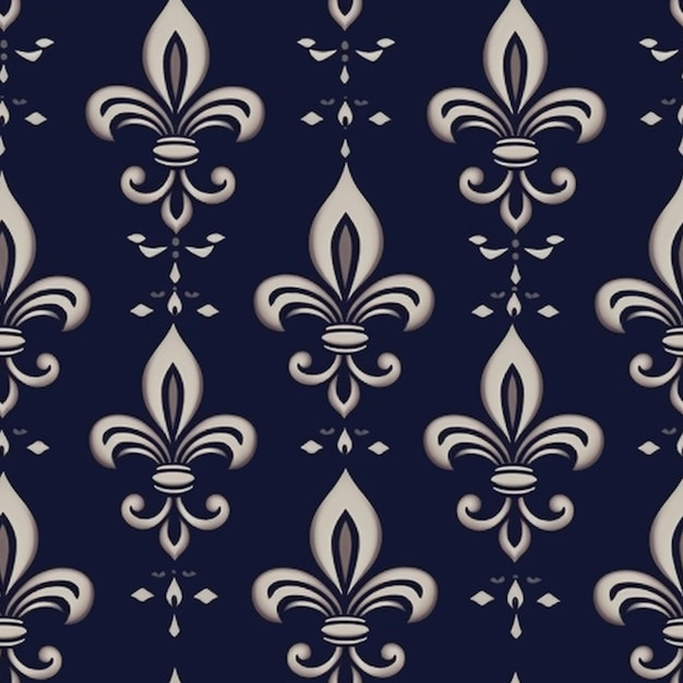 A close up of a pattern of fleurons on a blue background generative ai