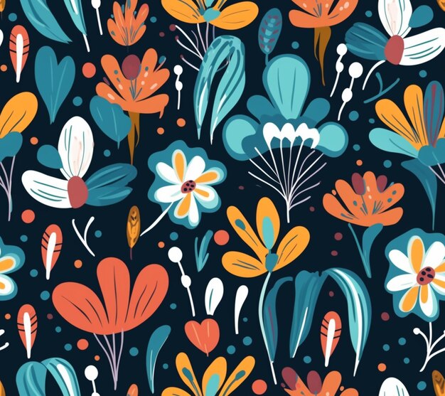 a close up of a pattern of flowers on a dark background generative ai