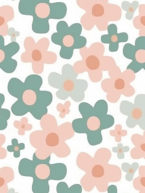Photo a close up of a pattern of flowers on a white background generative ai