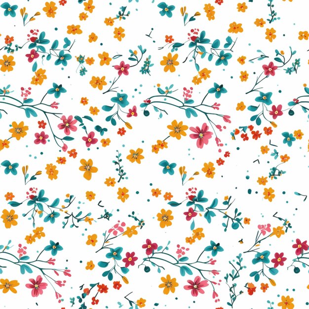 A close up of a pattern of flowers on a white background generative ai