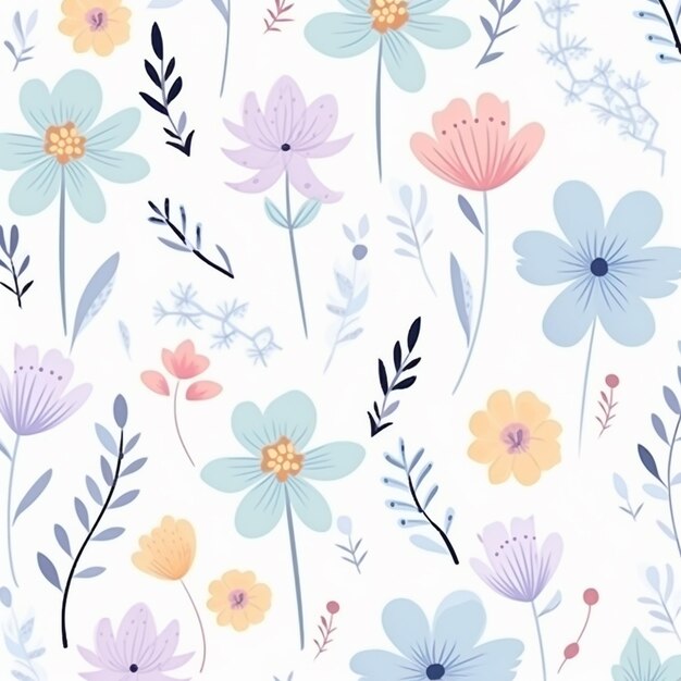 a close up of a pattern of flowers on a white background generative ai